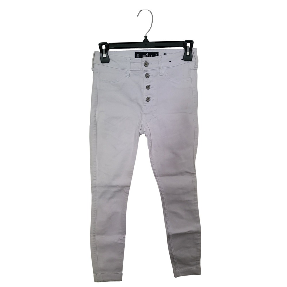 Hollister Super Skinny Jeans Women 1R W25 White High Rise Exposed Button Fly
